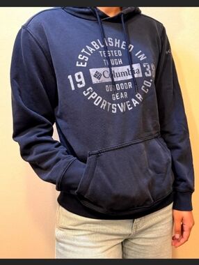 Columbia Navy Pullover Hoodie with Front Graphic